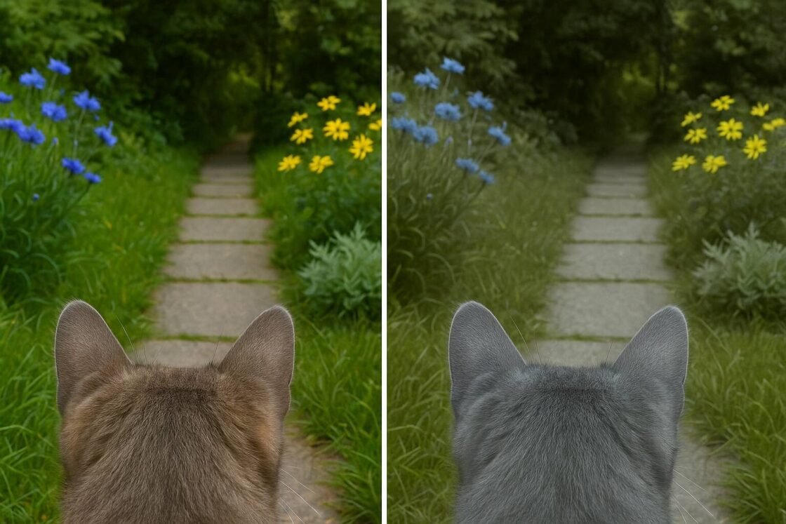 Upptäck vilka färger katter ser och hur deras dikromatiska färgseende fungerar. Lär dig välja rätt färger på leksaker och anpassa hemmiljön.